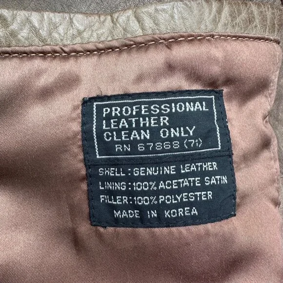 Vintage Leather Aviator Bomber Jacket Coat Brown Size M 1980s J Riggings Korea - Picture 5 of 15